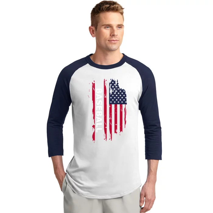 American Baseball Usa Flag Cute Gift Baseball Sleeve Shirt