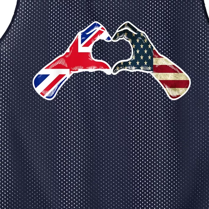 American British USA Flag USA United Kingdom Heart Mesh Reversible Basketball Jersey Tank