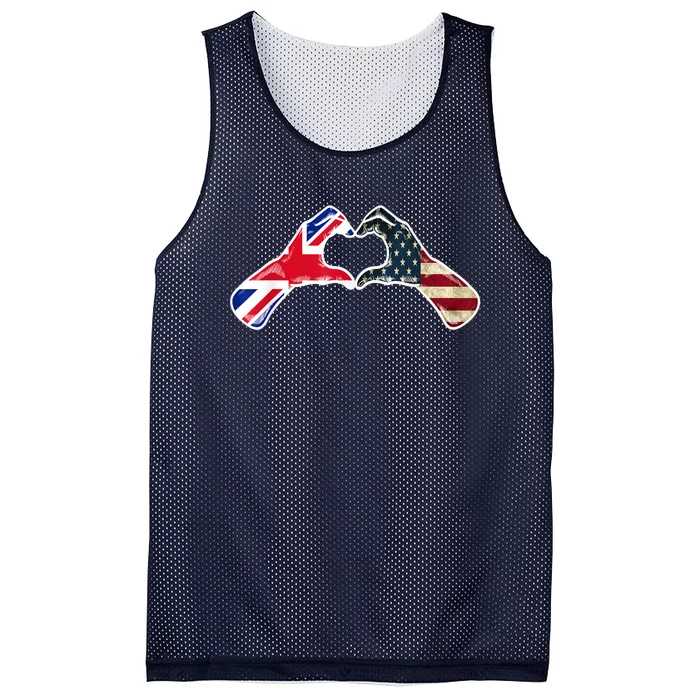 American British USA Flag USA United Kingdom Heart Mesh Reversible Basketball Jersey Tank