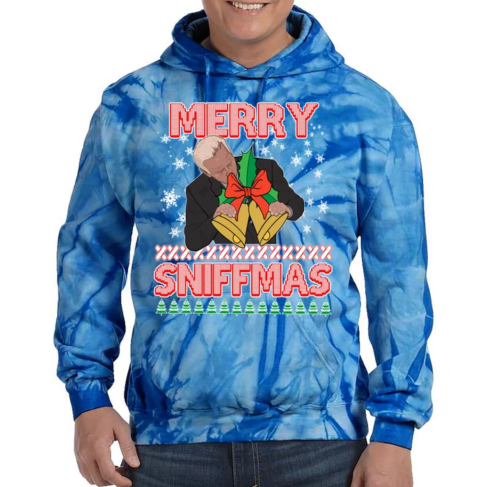 Anti Biden Ugly Christmas Funny Merry Sniffmas Xmas Great Gift Tie Dye Hoodie