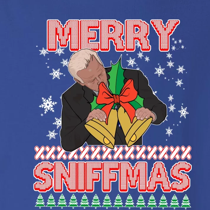 Anti Biden Ugly Christmas Funny Merry Sniffmas Xmas Great Gift Toddler Long Sleeve Shirt