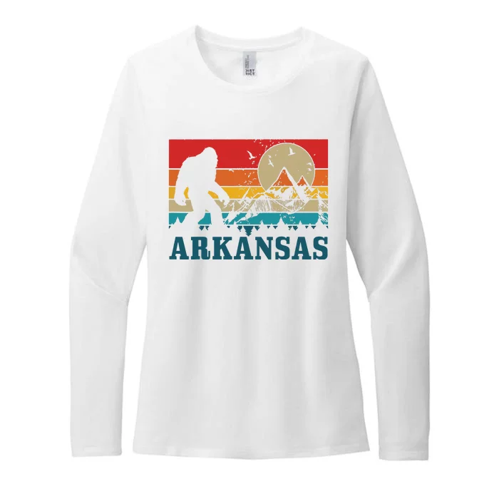 Arkansas Bigfoot Vintage Mountains Hiking Camping Gift Womens CVC Long Sleeve Shirt