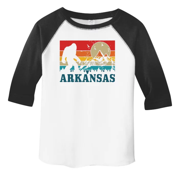 Arkansas Bigfoot Vintage Mountains Hiking Camping Gift Toddler Fine Jersey T-Shirt