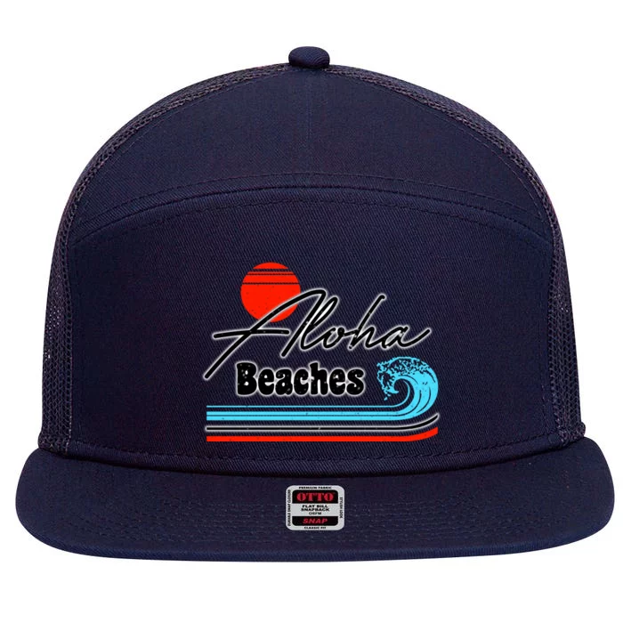 Aloha Beaches Vintage Retro 7 Panel Mesh Trucker Snapback Hat