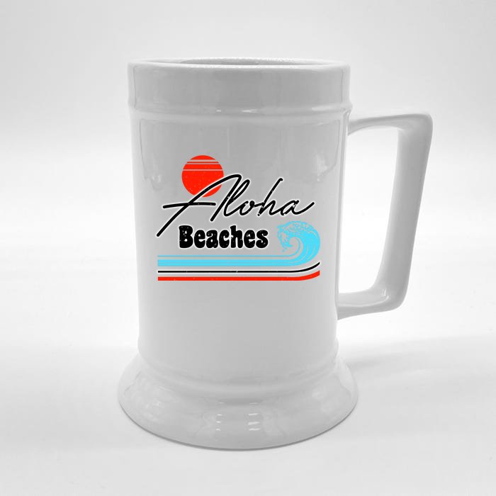 Aloha Beaches Vintage Retro Front & Back Beer Stein