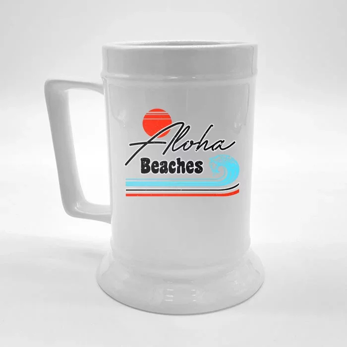 Aloha Beaches Vintage Retro Front & Back Beer Stein