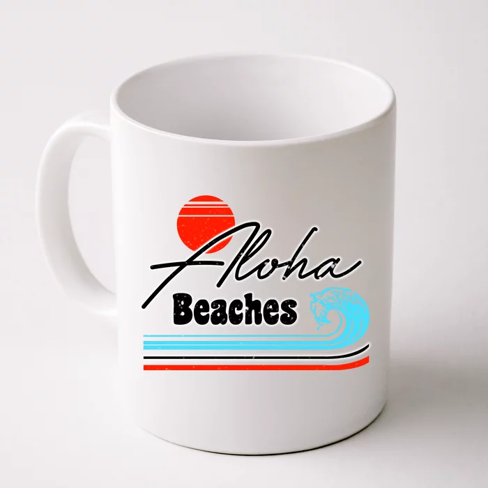 Aloha Beaches Vintage Retro Front & Back Coffee Mug