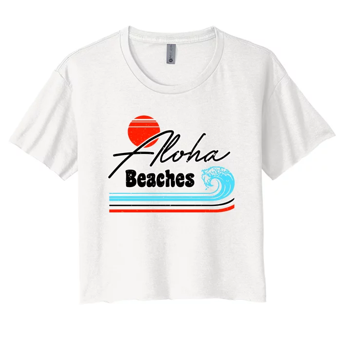 Aloha Beaches Vintage Retro Women's Crop Top Tee