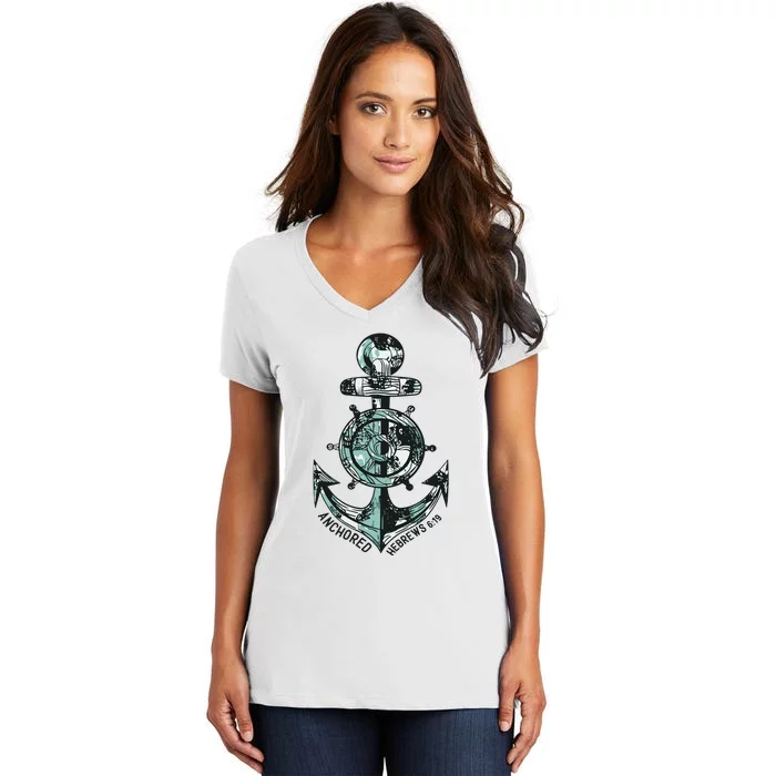 Anchor Bible Verse Christian Gift Women's V-Neck T-Shirt