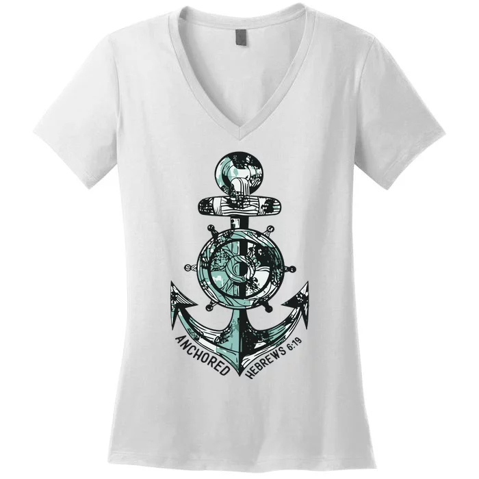 Anchor Bible Verse Christian Gift Women's V-Neck T-Shirt