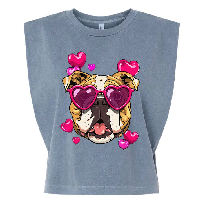 American Bulldog Valentines Day Heart Dog Lover Garment-Dyed Women's Muscle Tee