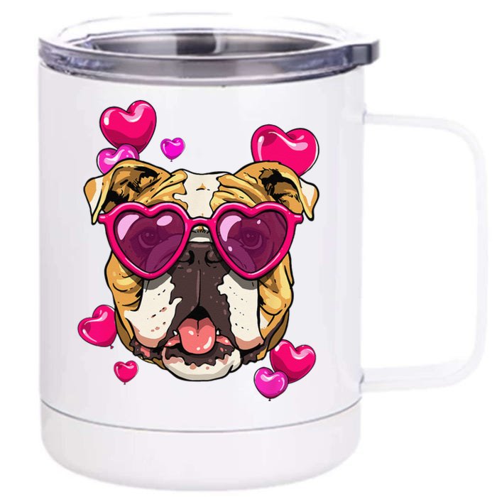 American Bulldog Valentines Day Heart Dog Lover Front & Back 12oz Stainless Steel Tumbler Cup