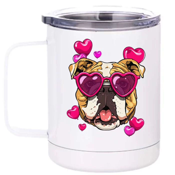 American Bulldog Valentines Day Heart Dog Lover Front & Back 12oz Stainless Steel Tumbler Cup