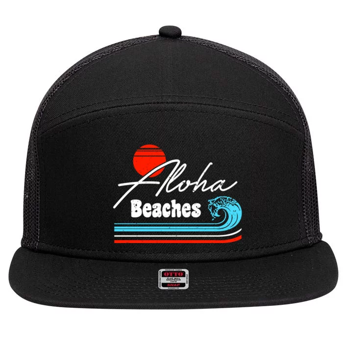 Aloha Beaches Vintage Retro 7 Panel Mesh Trucker Snapback Hat