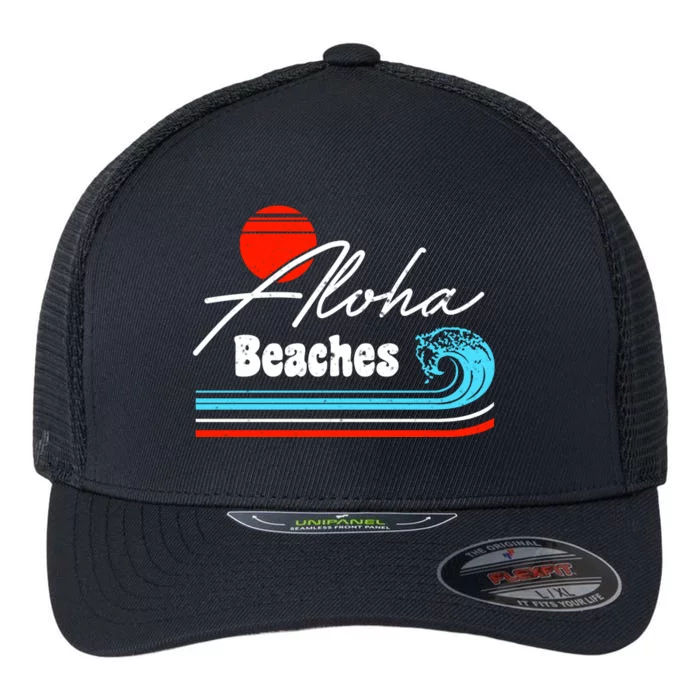 Aloha Beaches Vintage Retro Flexfit Unipanel Trucker Cap