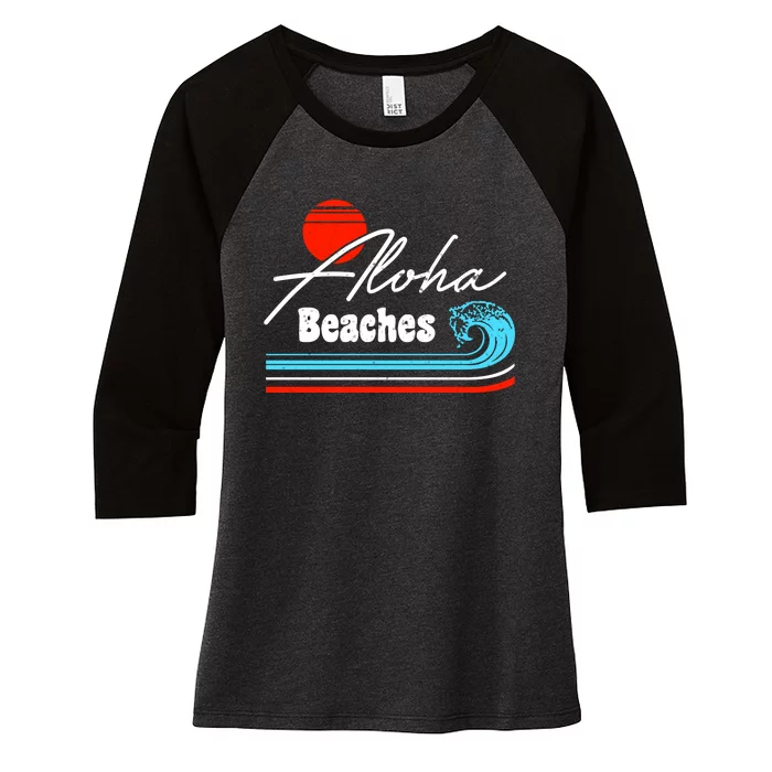 Aloha Beaches Vintage Retro Women's Tri-Blend 3/4-Sleeve Raglan Shirt