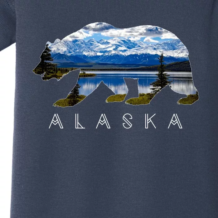 Alaskan Bear With Lake & Mountain Souvenir Baby Bodysuit