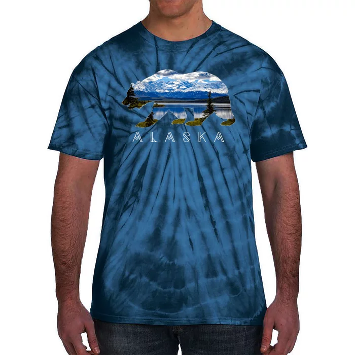 Alaskan Bear With Lake & Mountain Souvenir Tie-Dye T-Shirt