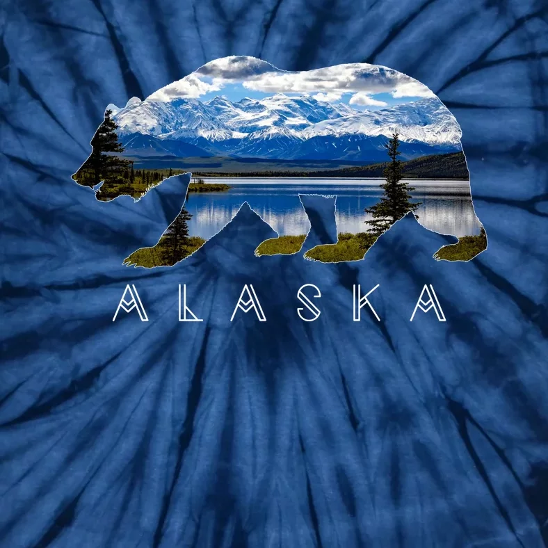 Alaskan Bear With Lake & Mountain Souvenir Tie-Dye T-Shirt