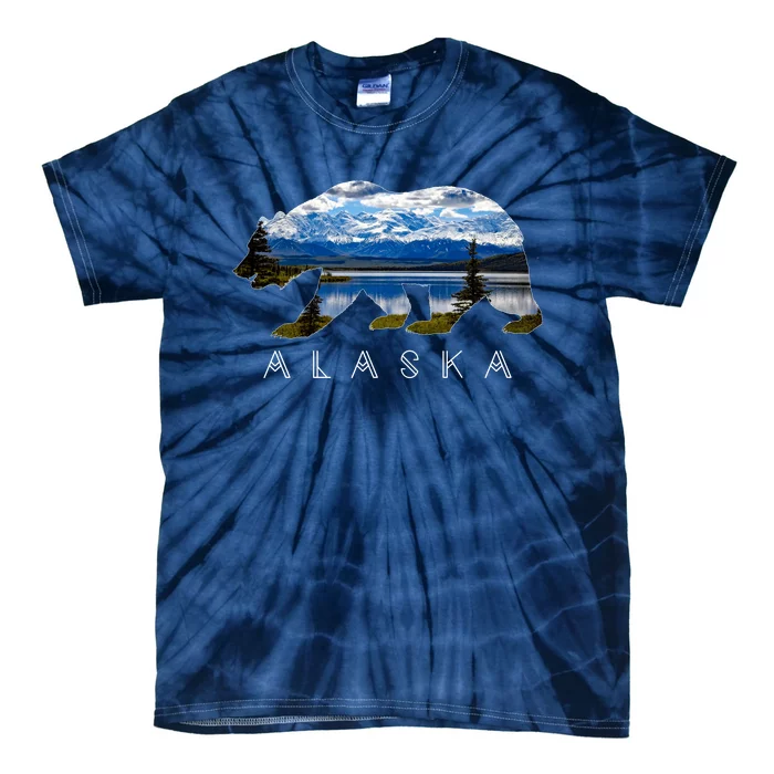 Alaskan Bear With Lake & Mountain Souvenir Tie-Dye T-Shirt