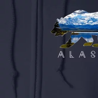 Alaskan Bear With Lake & Mountain Souvenir Full Zip Hoodie