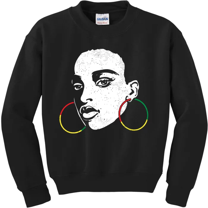 Afro Black Woman Afican Color Cool Black History Month Gift Kids Sweatshirt