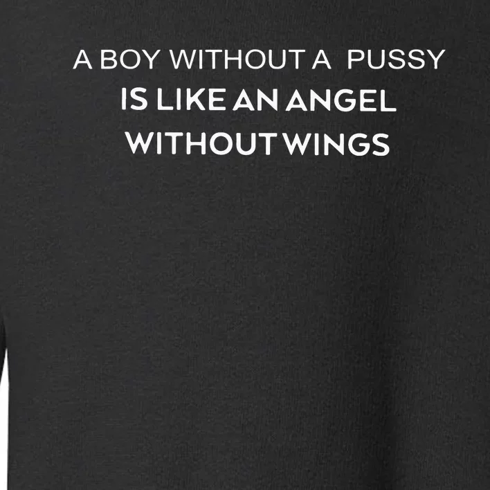 A Boy Without A Pussy Is Like An Angel Without Wings Toddler Sweatshirt