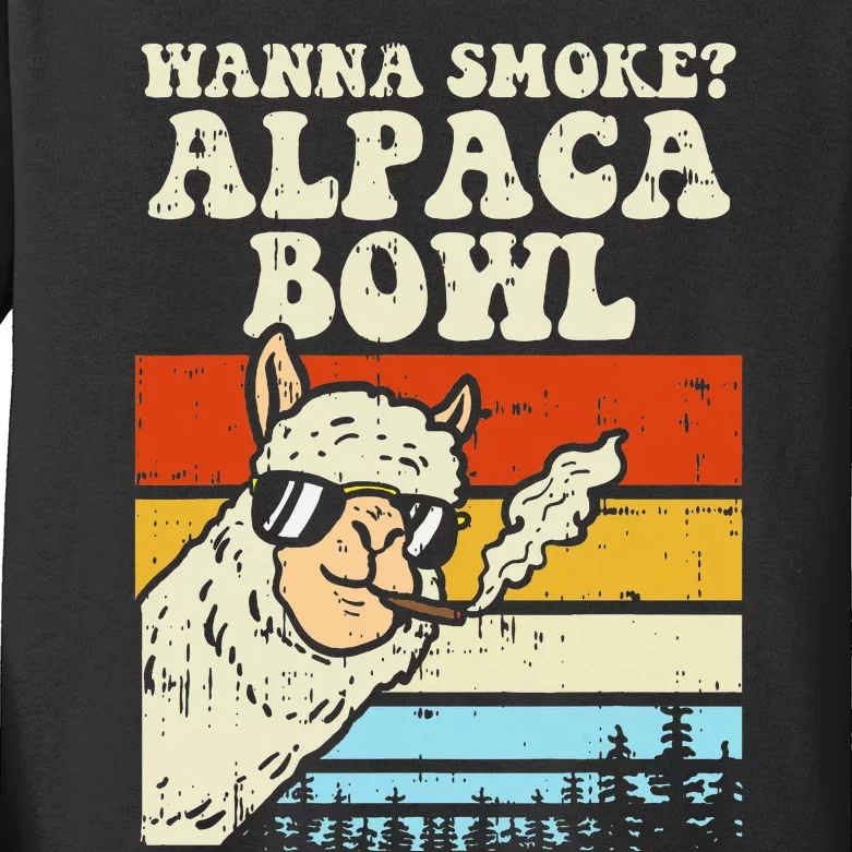 Alpaca Bowl Weed Funny Cannabis 420 Stoner Gift Kids Long Sleeve Shirt