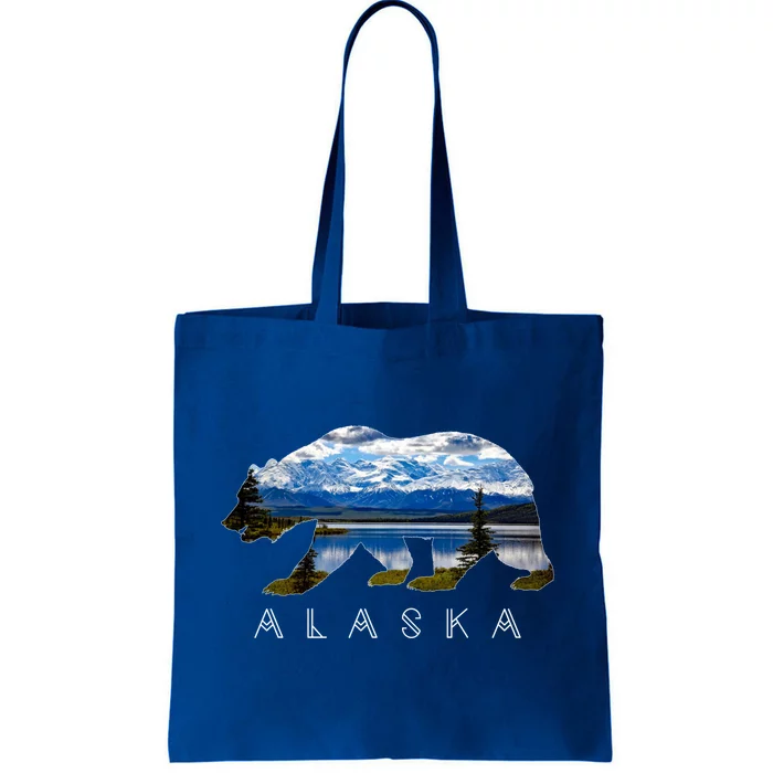 Alaskan Bear With Lake And Mountain Souvenir Gift Tote Bag