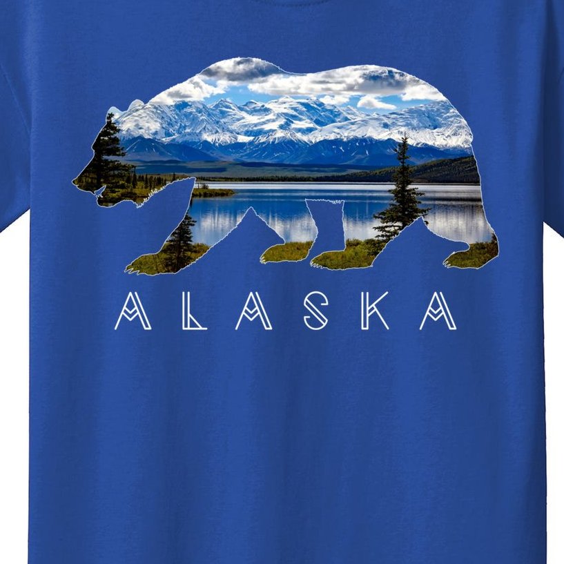 Alaskan Bear With Lake And Mountain Souvenir Gift Kids T-Shirt