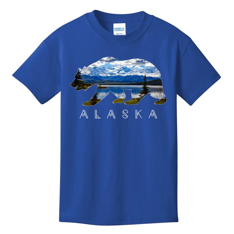 Alaskan Bear With Lake And Mountain Souvenir Gift Kids T-Shirt