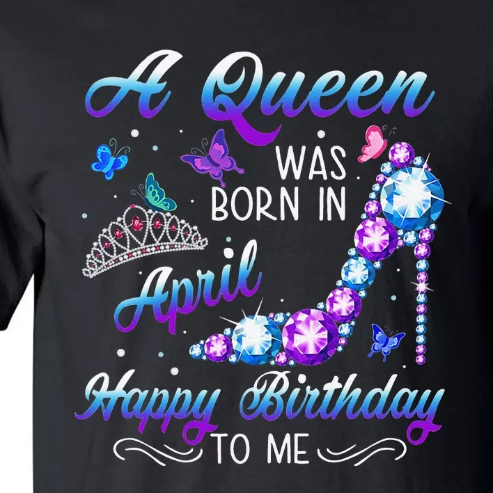 April Birthday Wo Party Butterfly Diamond High Heel Tall T-Shirt