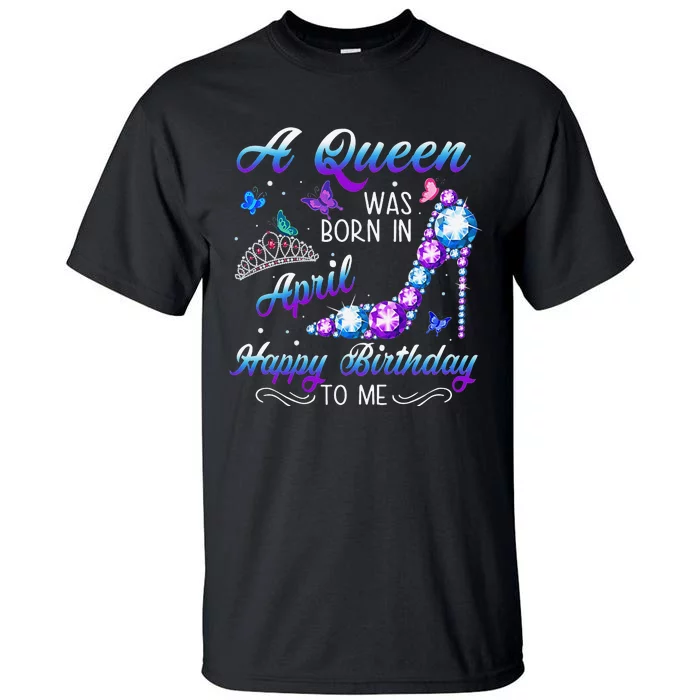 April Birthday Wo Party Butterfly Diamond High Heel Tall T-Shirt