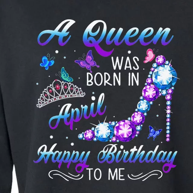 April Birthday Wo Party Butterfly Diamond High Heel Cropped Pullover Crew