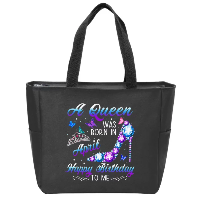 April Birthday Wo Party Butterfly Diamond High Heel Zip Tote Bag