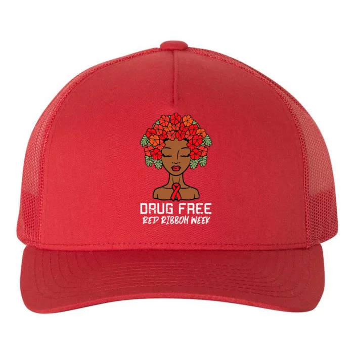 Afro Black Woman Flowers Free Red Ribbon Week Awareness Yupoong Adult 5-Panel Trucker Hat