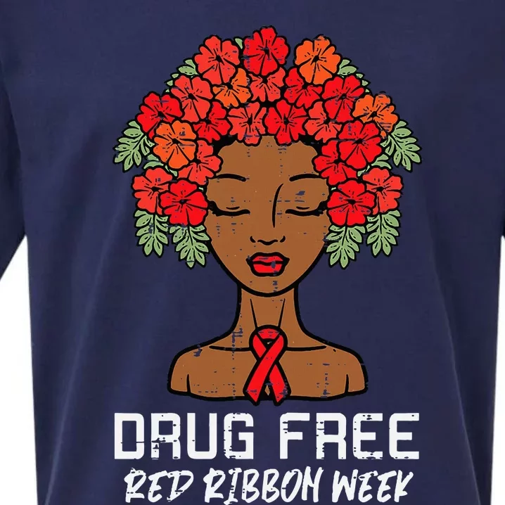 Afro Black Woman Flowers Free Red Ribbon Week Awareness Sueded Cloud Jersey T-Shirt