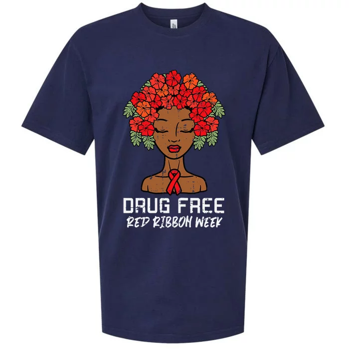 Afro Black Woman Flowers Free Red Ribbon Week Awareness Sueded Cloud Jersey T-Shirt