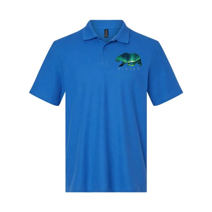 Alaskan Bear With Borealis Icy Mountain Softstyle Adult Sport Polo