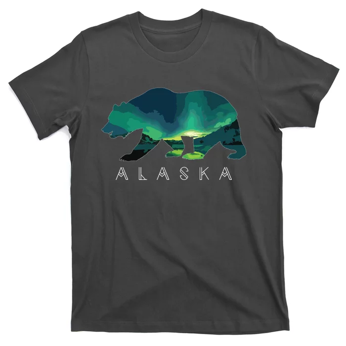 Alaskan Bear With Borealis Icy Mountain T-Shirt