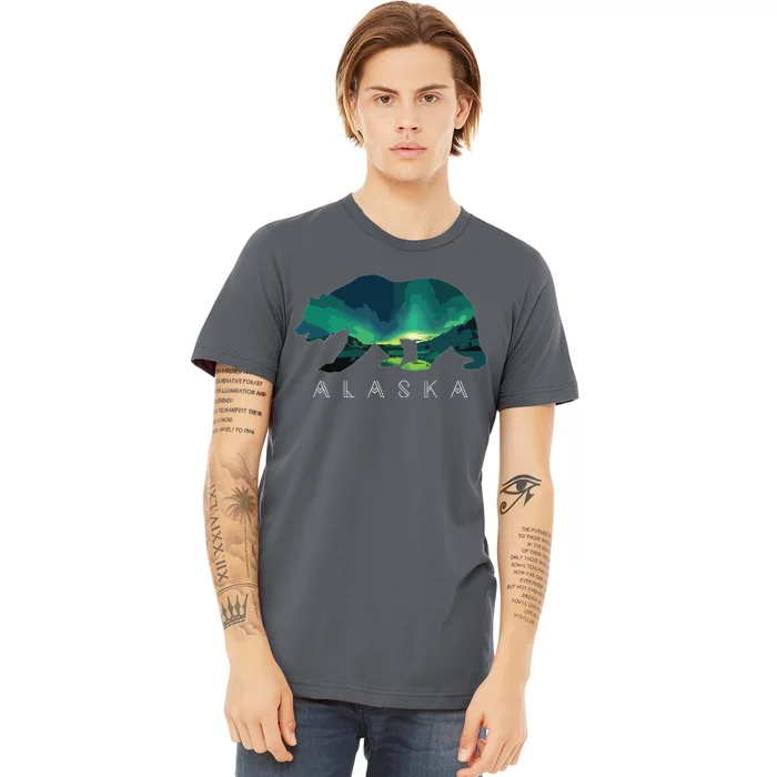 Alaskan Bear With Borealis Icy Mountain Premium T-Shirt