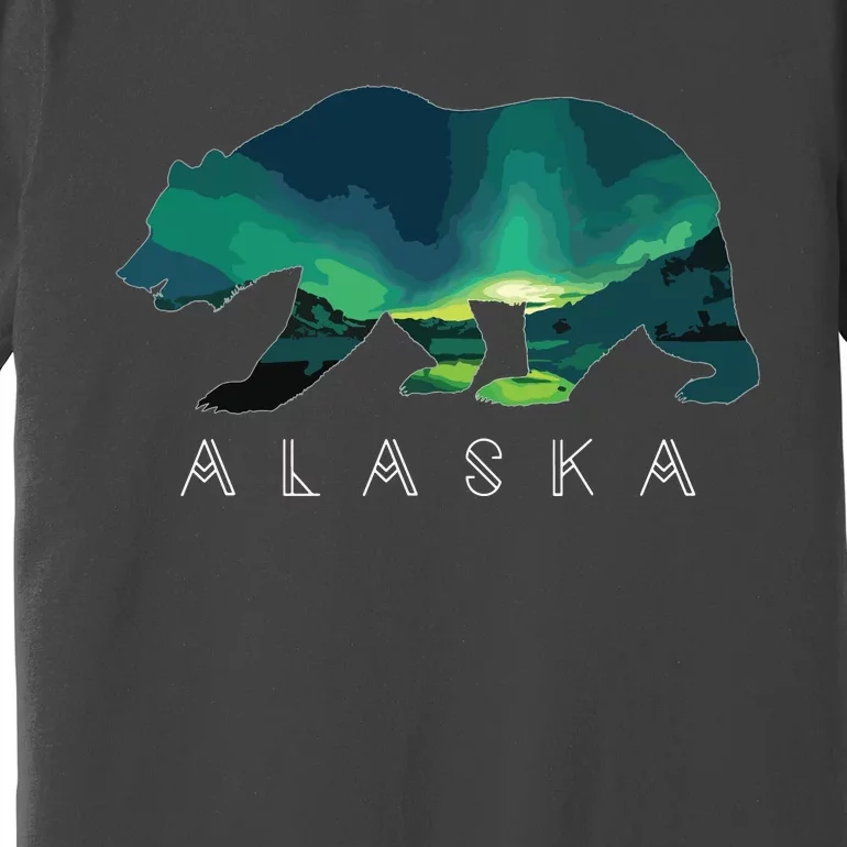 Alaskan Bear With Borealis Icy Mountain Premium T-Shirt