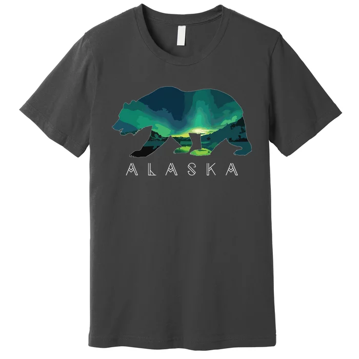 Alaskan Bear With Borealis Icy Mountain Premium T-Shirt