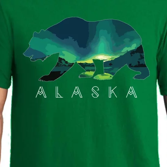 Alaskan Bear With Borealis Icy Mountain Pajama Set