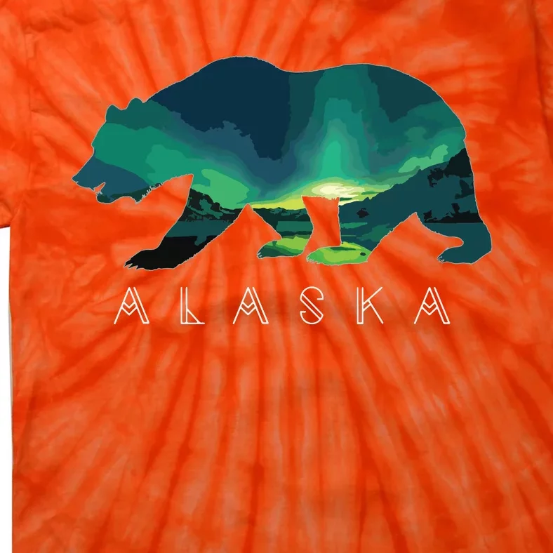 Alaskan Bear With Borealis Icy Mountain Tie-Dye T-Shirt