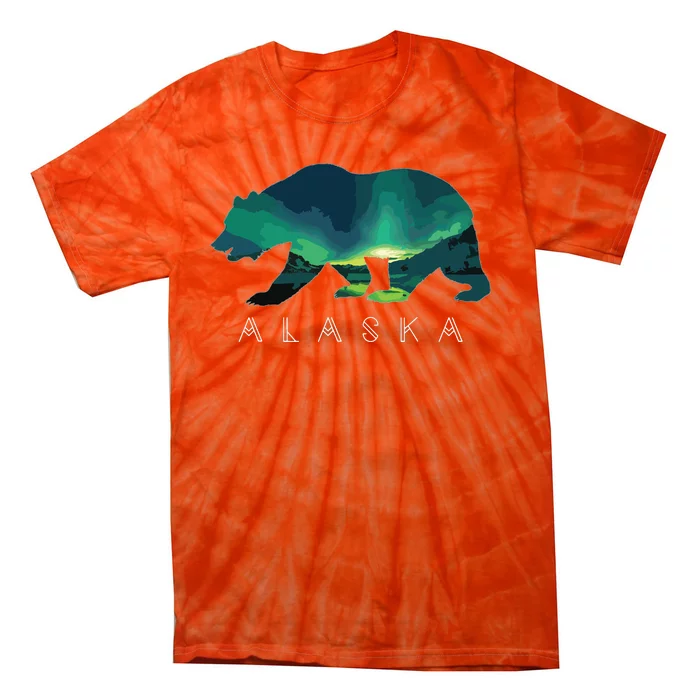 Alaskan Bear With Borealis Icy Mountain Tie-Dye T-Shirt