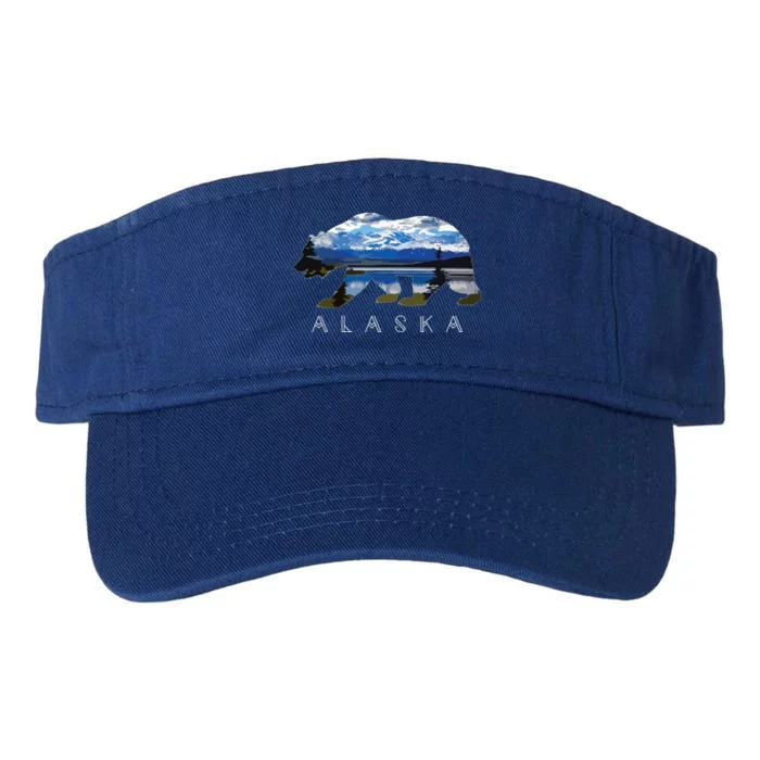 Alaskan Bear With Lake Mountain Souvenir Valucap Bio-Washed Visor