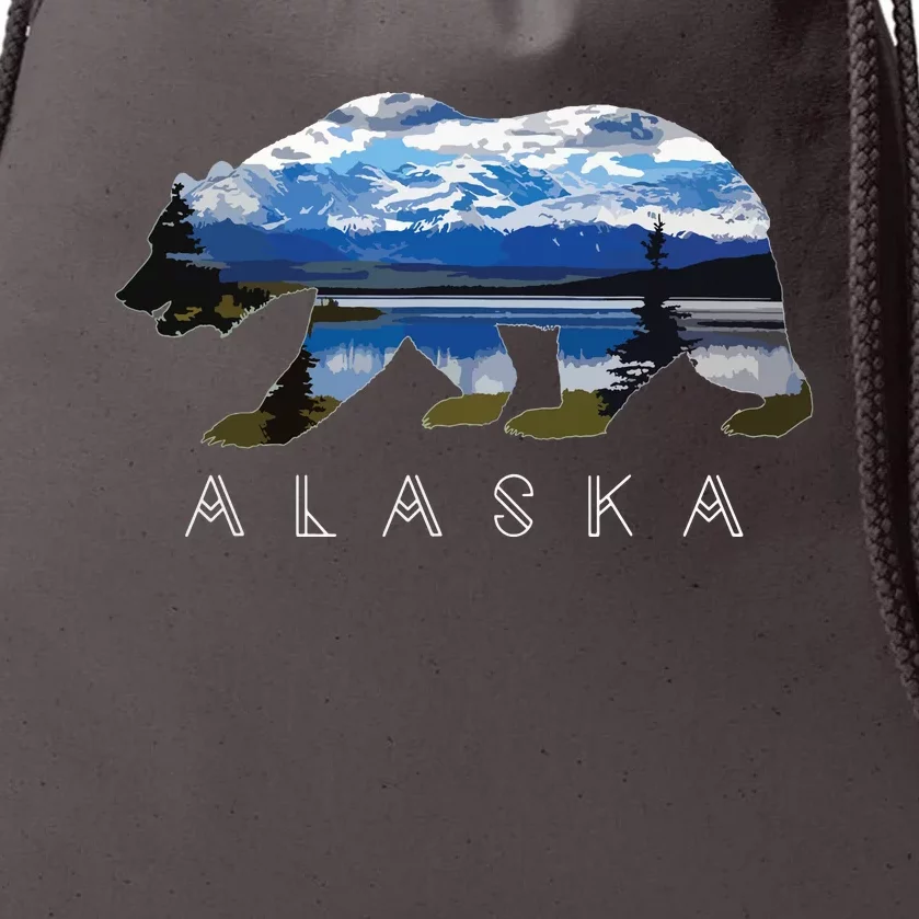 Alaskan Bear With Lake Mountain Souvenir Drawstring Bag