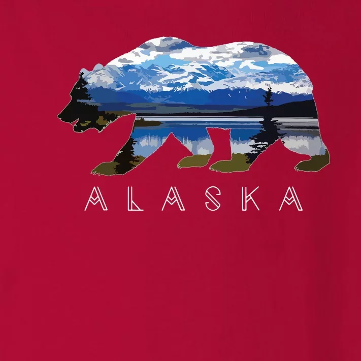 Alaskan Bear With Lake Mountain Souvenir Toddler Long Sleeve Shirt