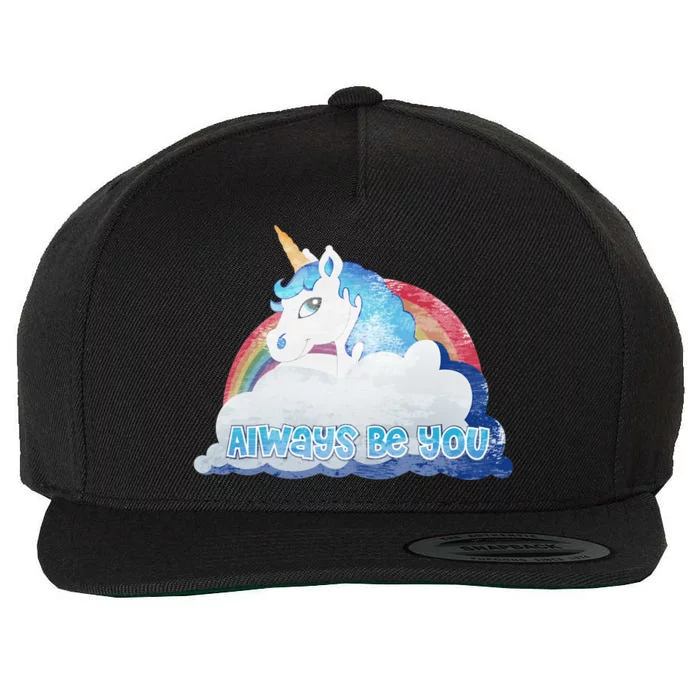 Always Be You Unicorn Rainbow Quote Wool Snapback Cap